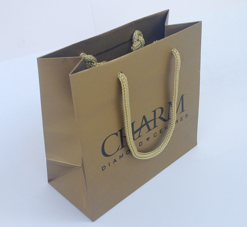 Golden printed charm jewelry paper gift bags - Shinepac - Paper Gift ...